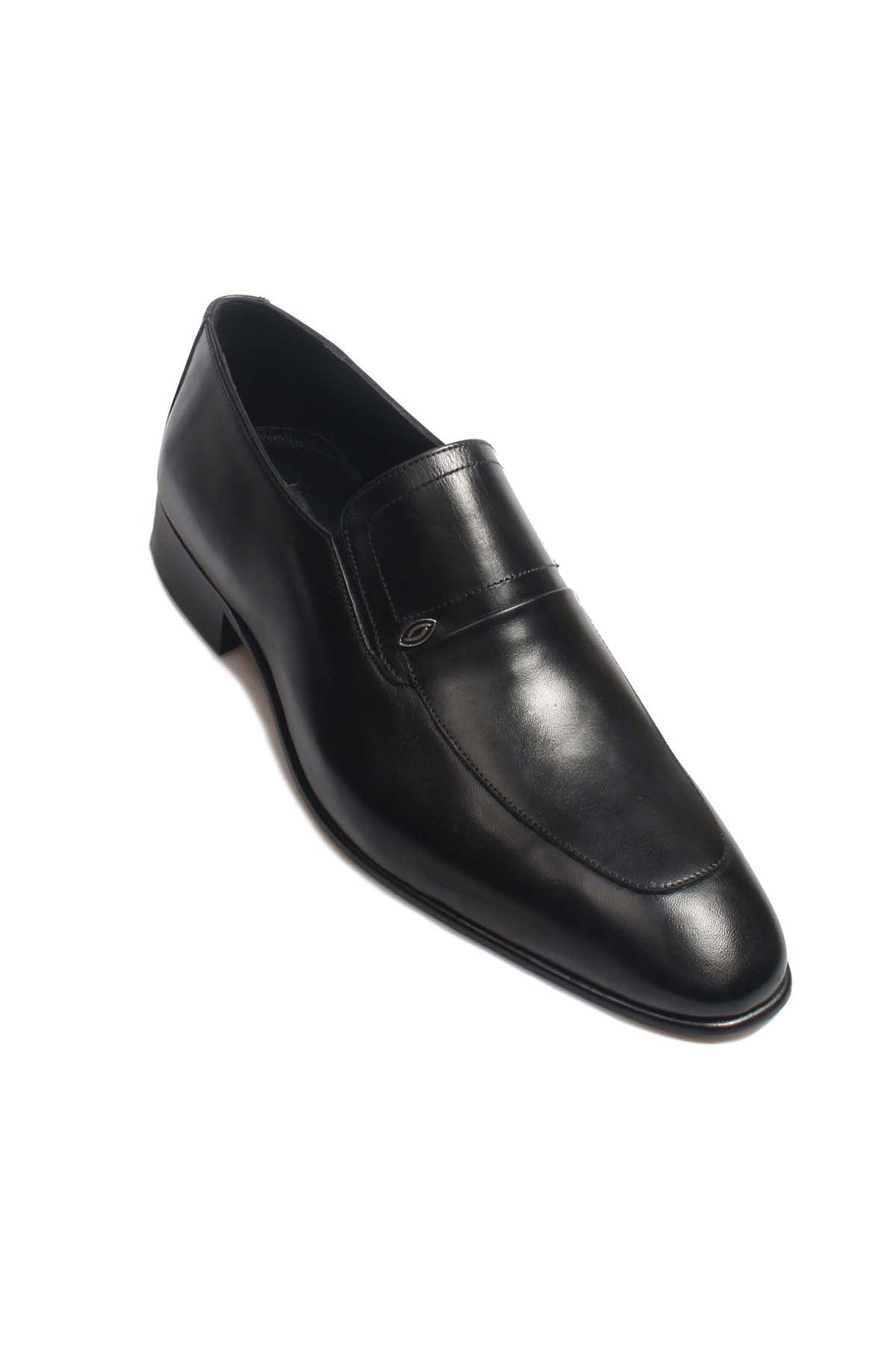 Men's Black Leather Formal Loafers-Wessi