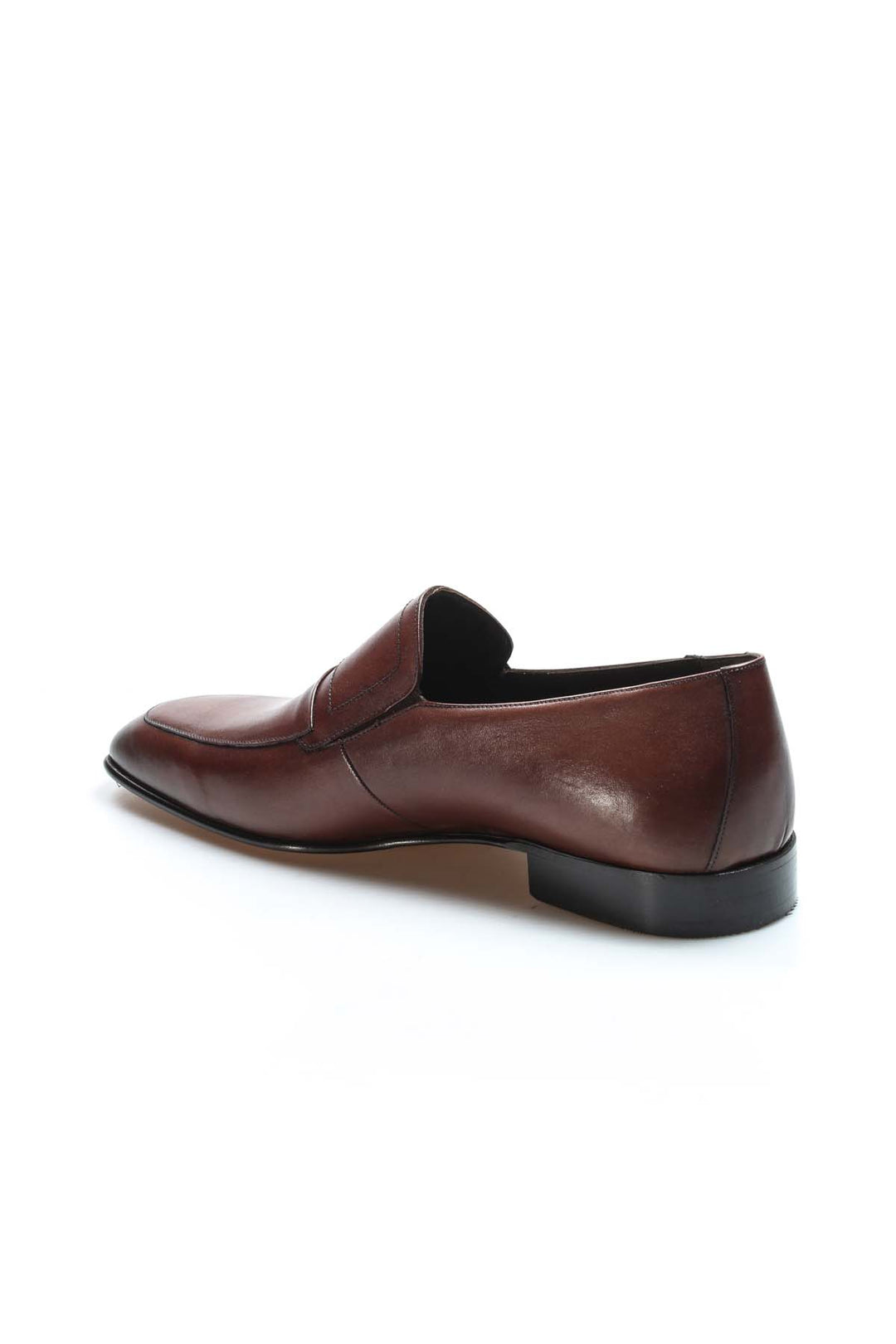 Men's Elegant Brown Leather Penny Loafers with Sleek Stitching - Wessi