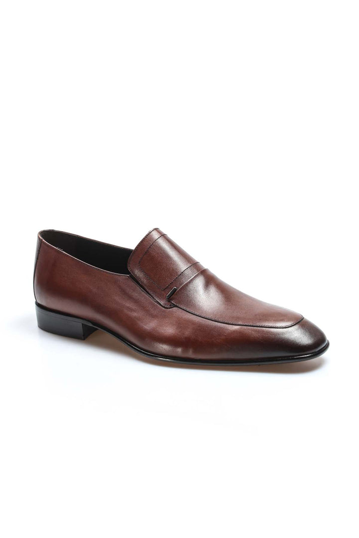 Men's Elegant Brown Leather Penny Loafers with Sleek Stitching - Wessi