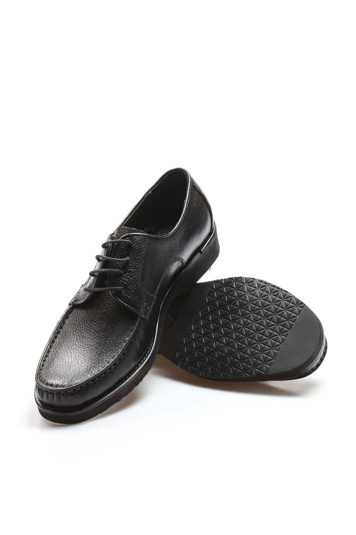 Men's Black Leather Lace-Up Moccasin Shoes