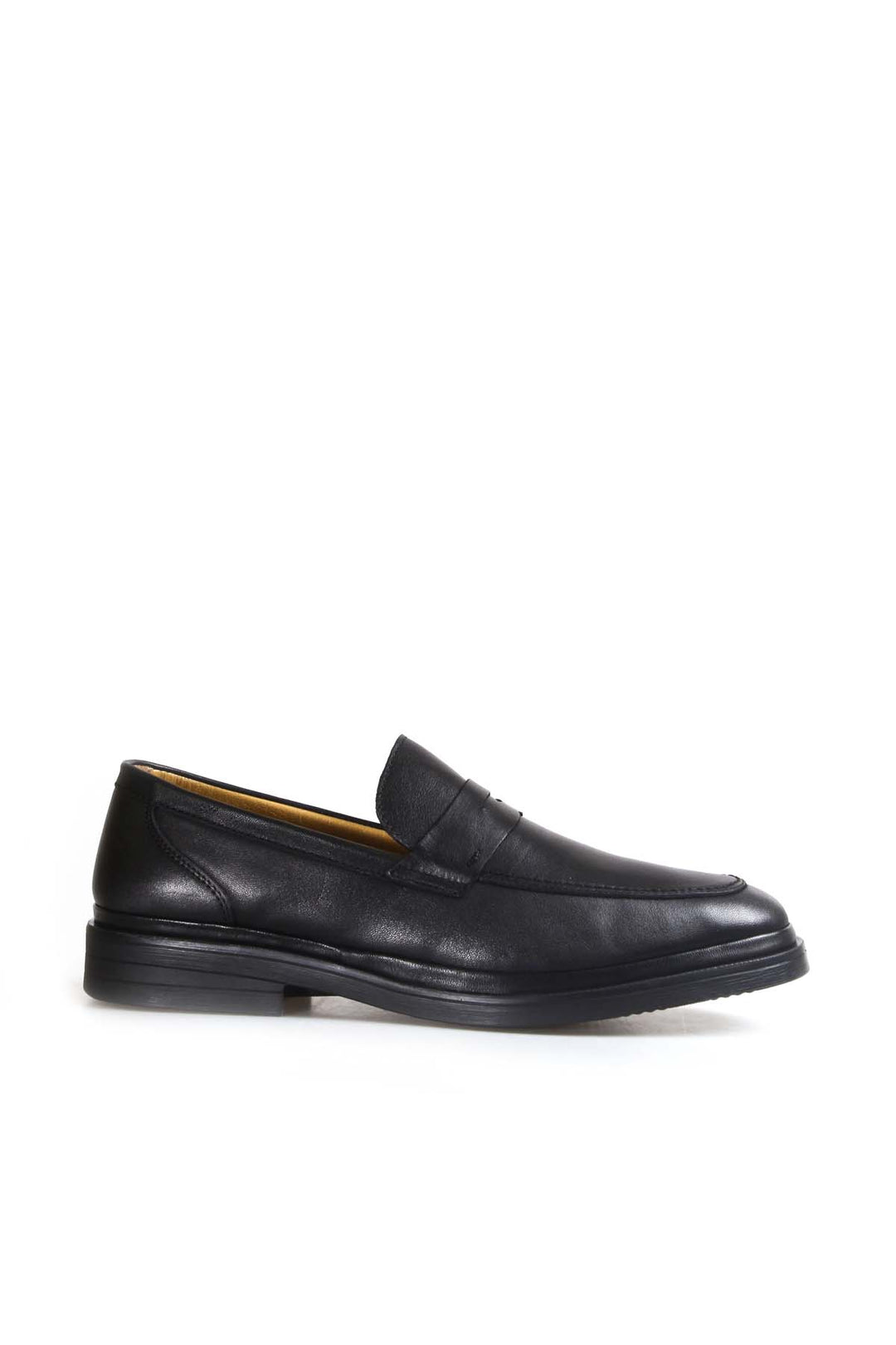 Men's Black Leather Penny Loafers with Cushioned Insole - Wessi