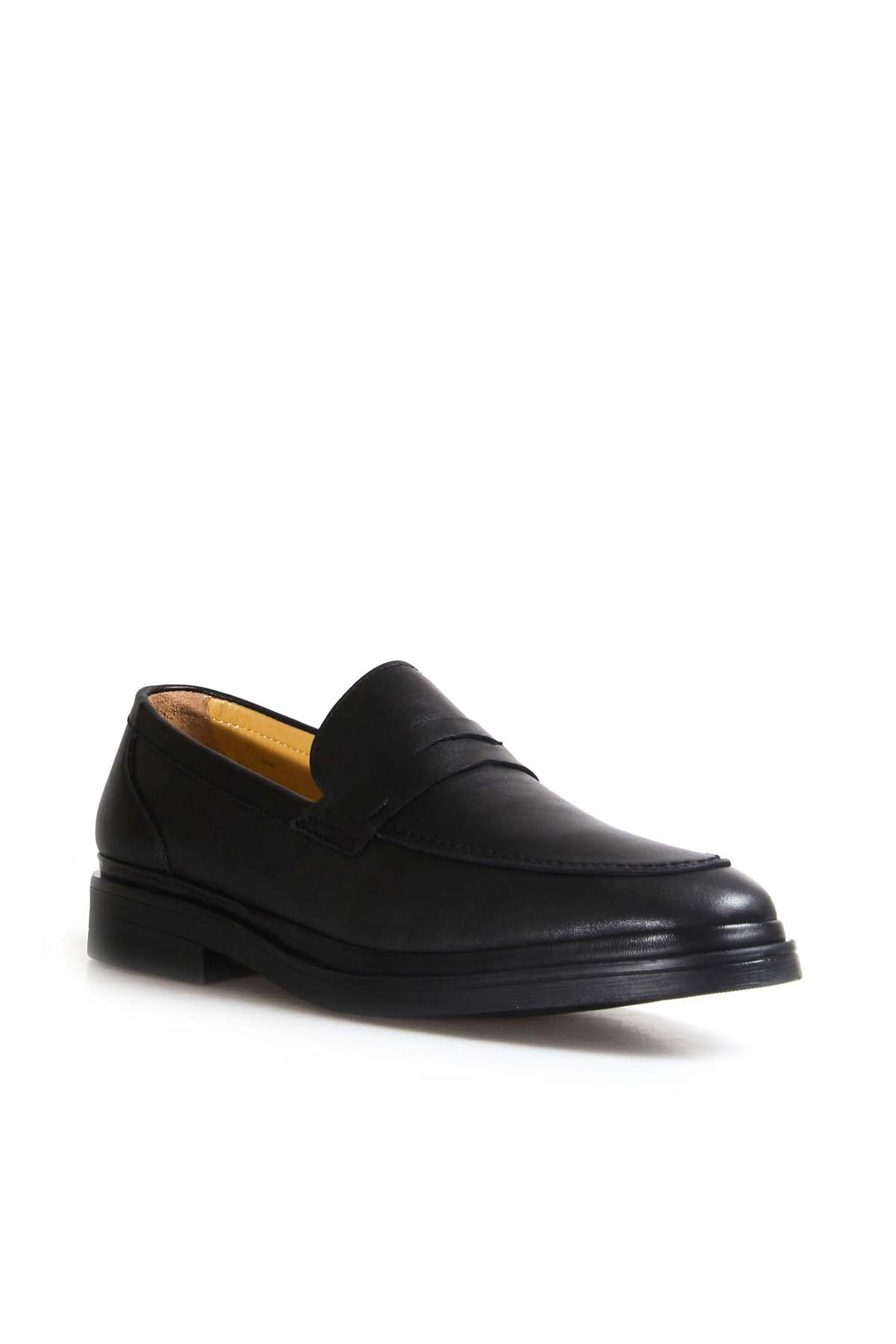 Men's Black Leather Penny Loafers with Cushioned Insole - Wessi