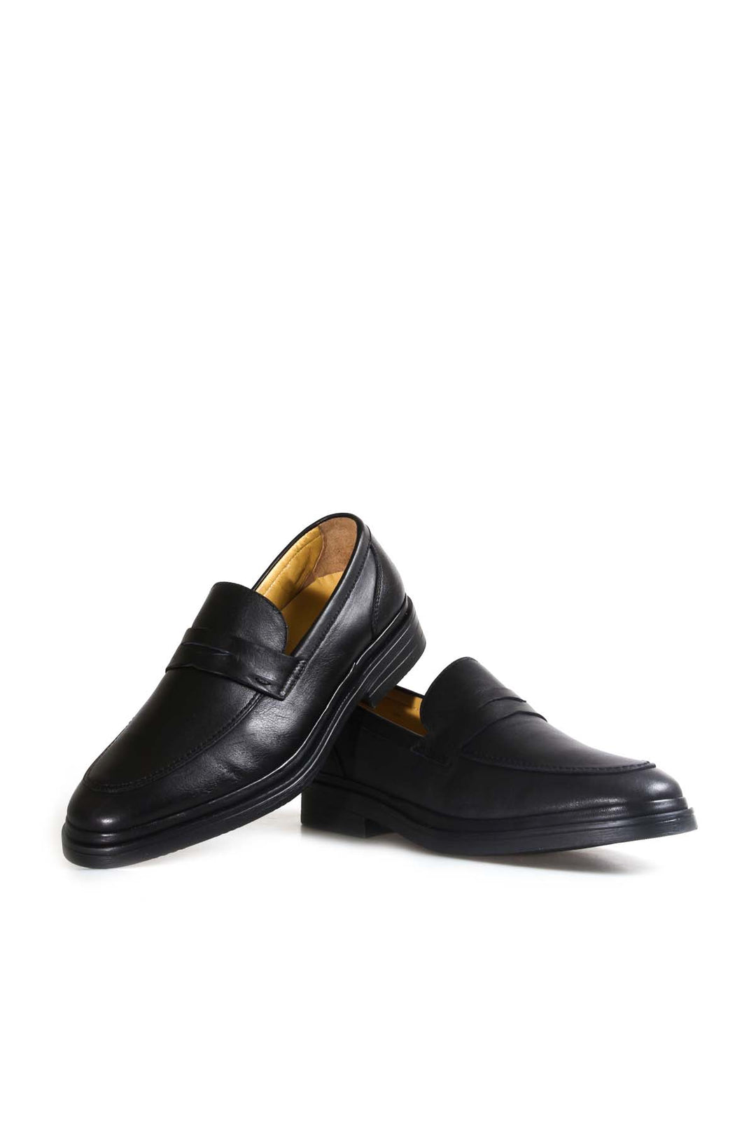 Men's Black Leather Penny Loafers with Cushioned Insole - Wessi