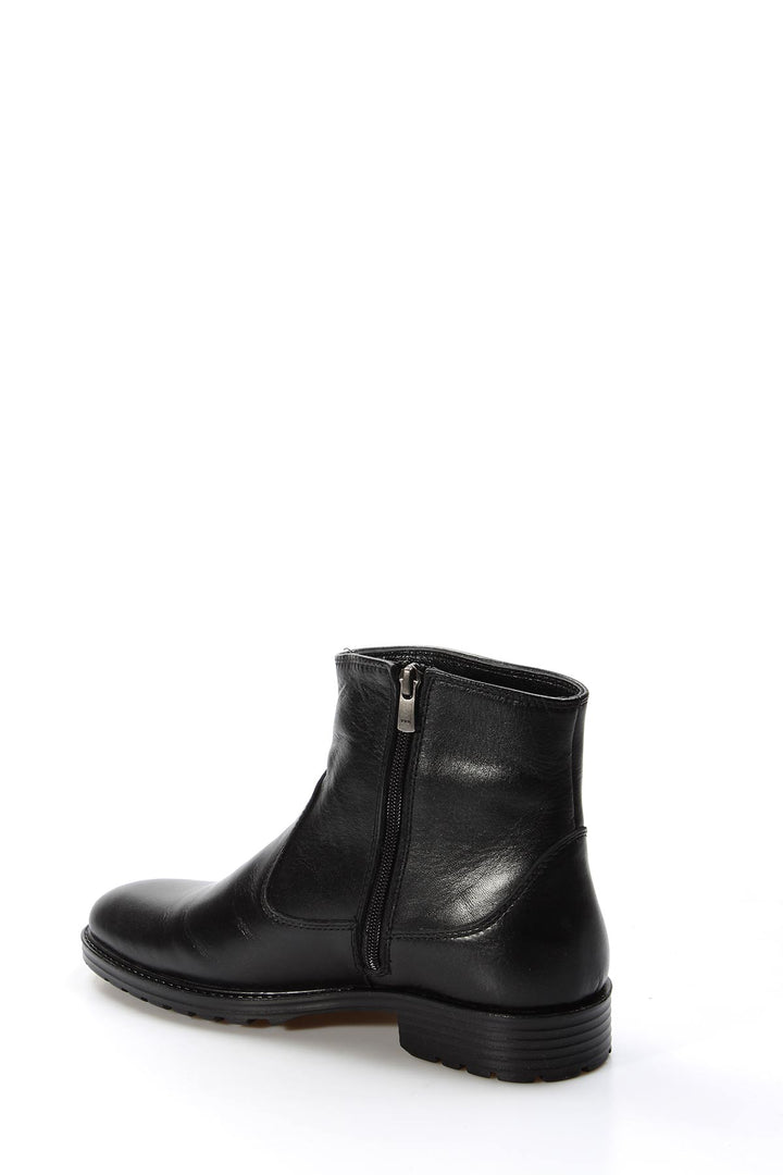 Men's Black Leather Ankle Boots-Wessi