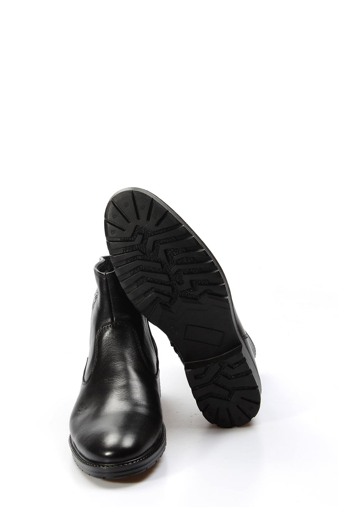 Men's Black Leather Ankle Boots-Wessi