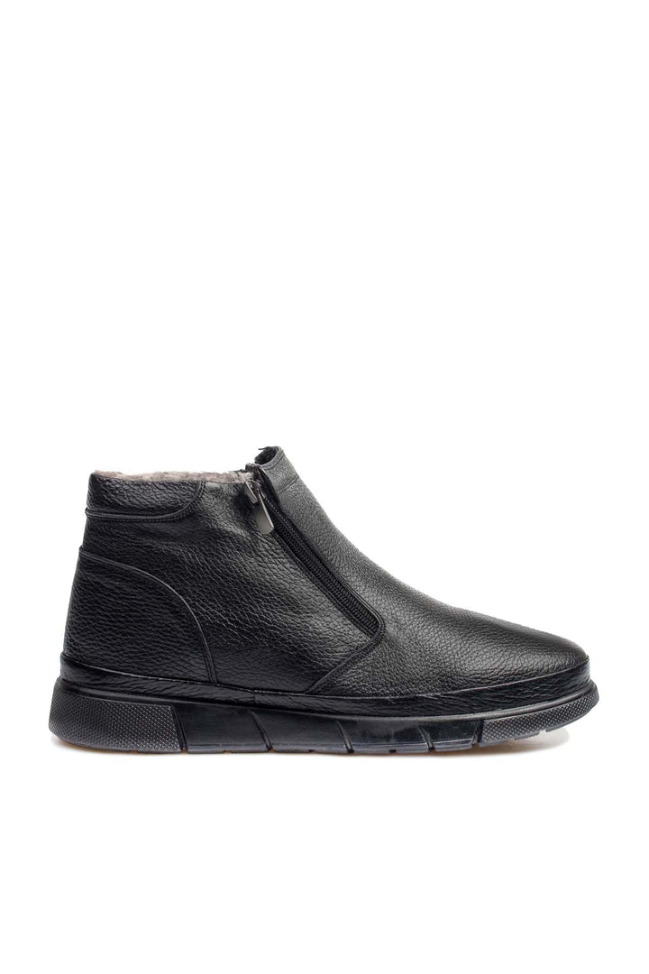 Men's Black Leather Winter Boots - Wessi