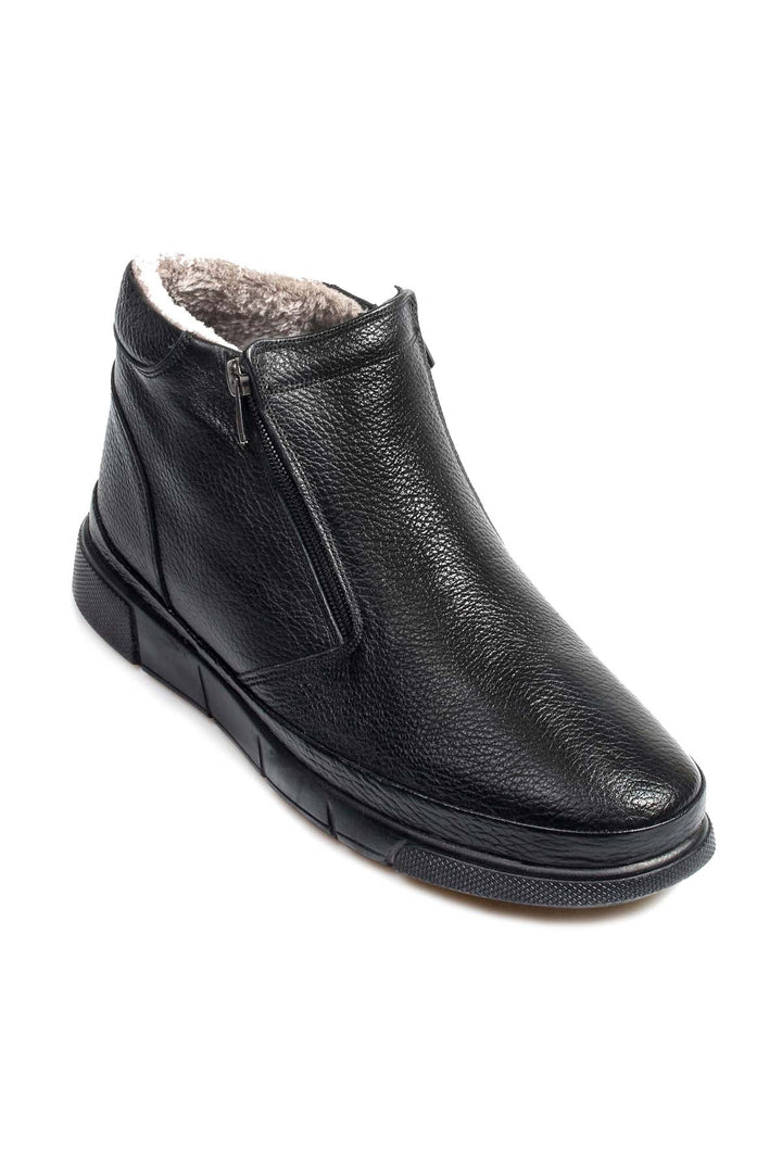 Men's Black Leather Winter Boots - Wessi