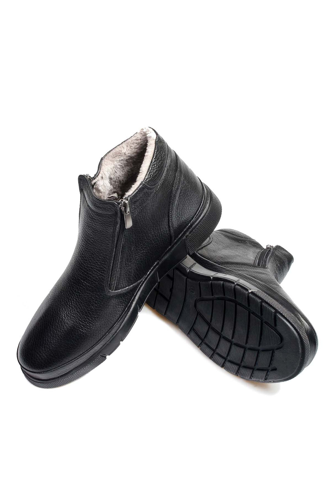 Men's Black Leather Winter Boots - Wessi