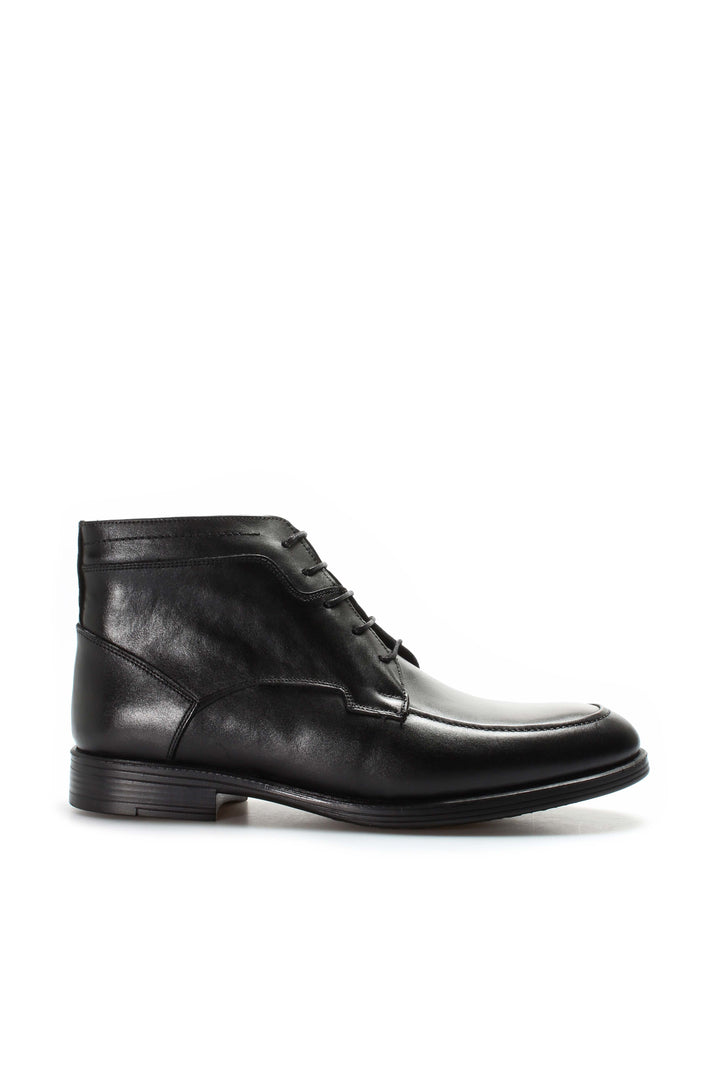 Men's Black Leather Ankle Boots with Lace-Up Design - Wessi