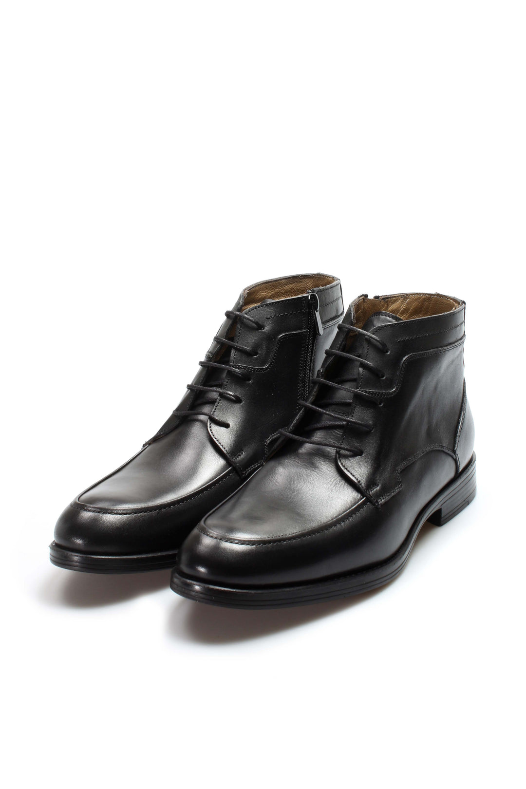 Men's Black Leather Ankle Boots with Lace-Up Design - Wessi