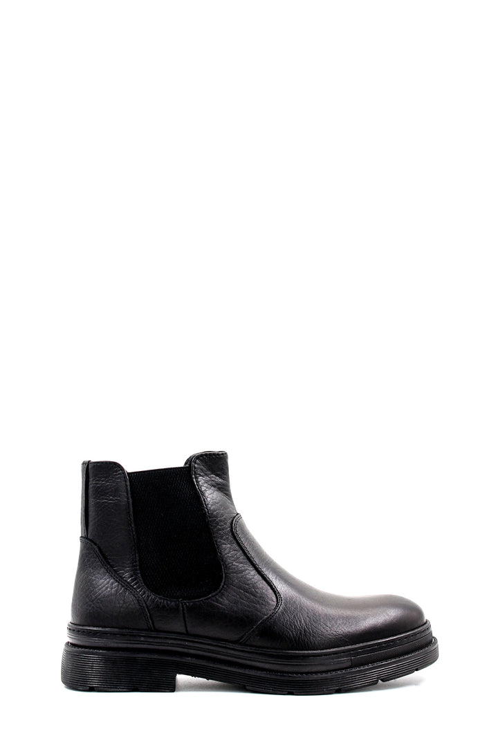 Men's Black Leather Chelsea Boots with Rugged Sole - Wessi