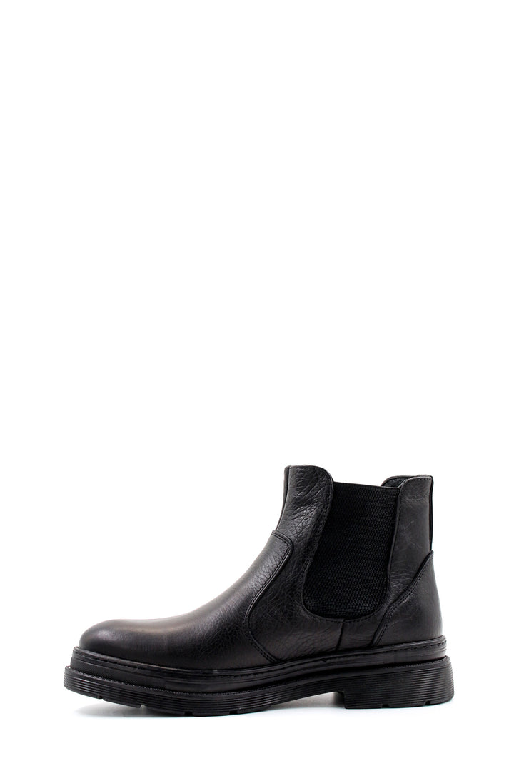 Men's Black Leather Chelsea Boots with Rugged Sole - Wessi