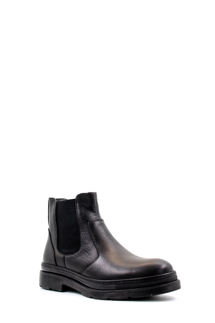 Men's Black Leather Chelsea Boots with Rugged Sole - Wessi