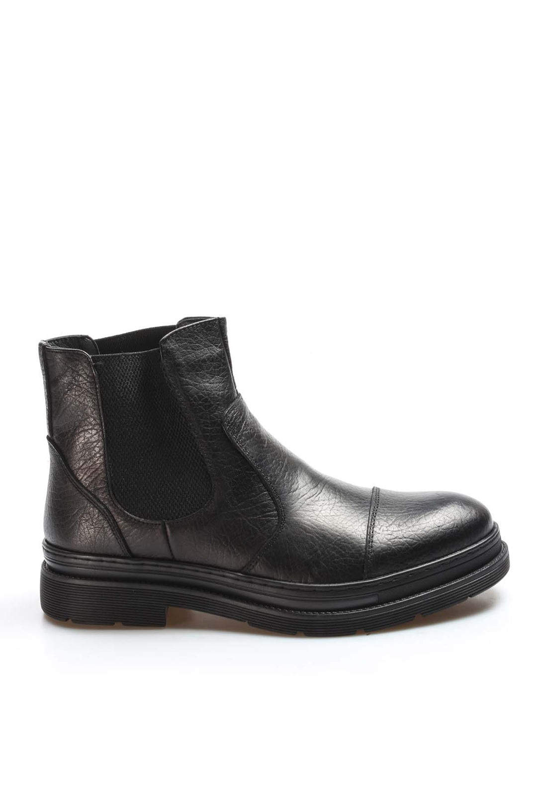 Men's Black Leather Chelsea Boots with Elastic Gussets - Wessi