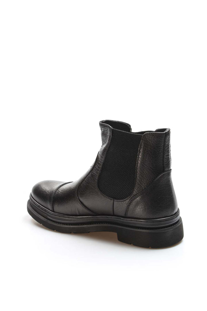 Men's Black Leather Chelsea Boots with Elastic Gussets - Wessi