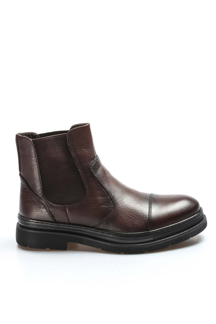 Men's Brown Leather Chelsea Boots with Chunky Sole - Wessi