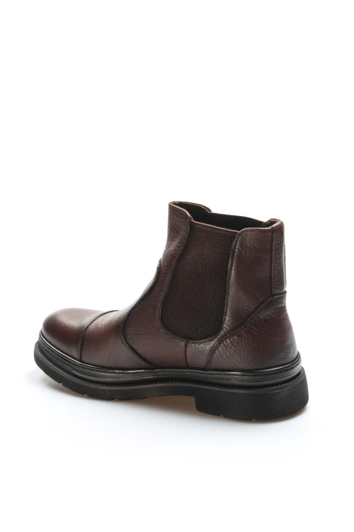 Men's Brown Leather Chelsea Boots with Chunky Sole - Wessi