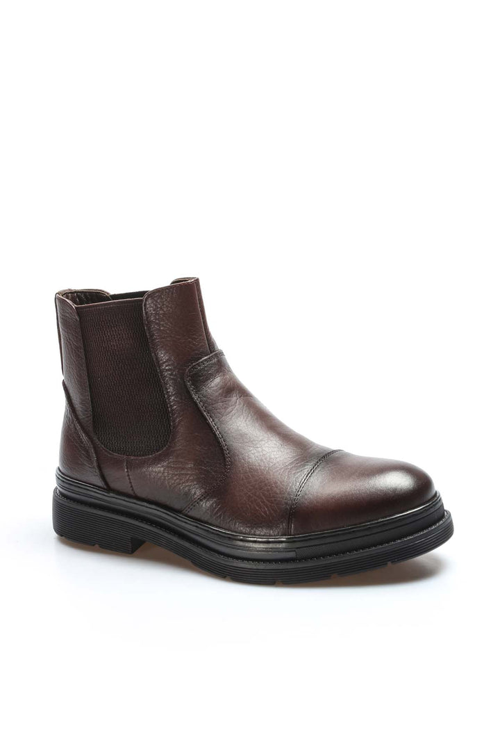 Men's Brown Leather Chelsea Boots with Chunky Sole - Wessi