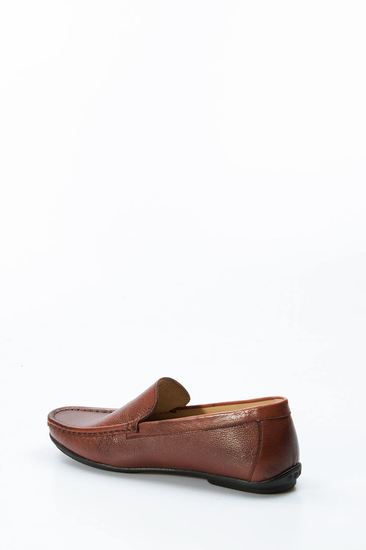 Men's Brown Leather Loafers with Subtle Stitching and Sleek Design - Wessi