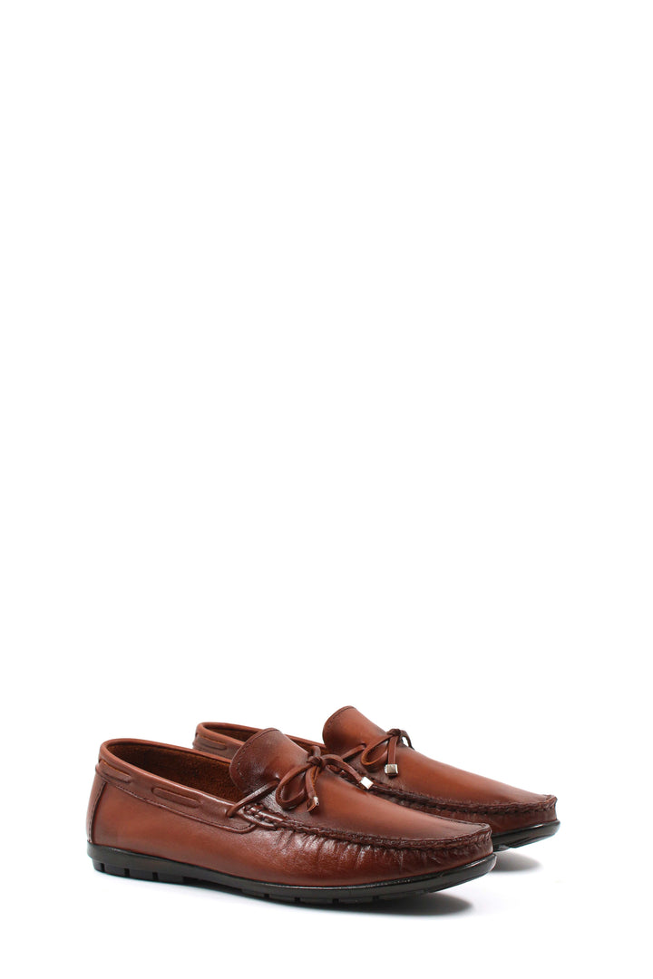 Brown Leather Driving Loafers-Wessi