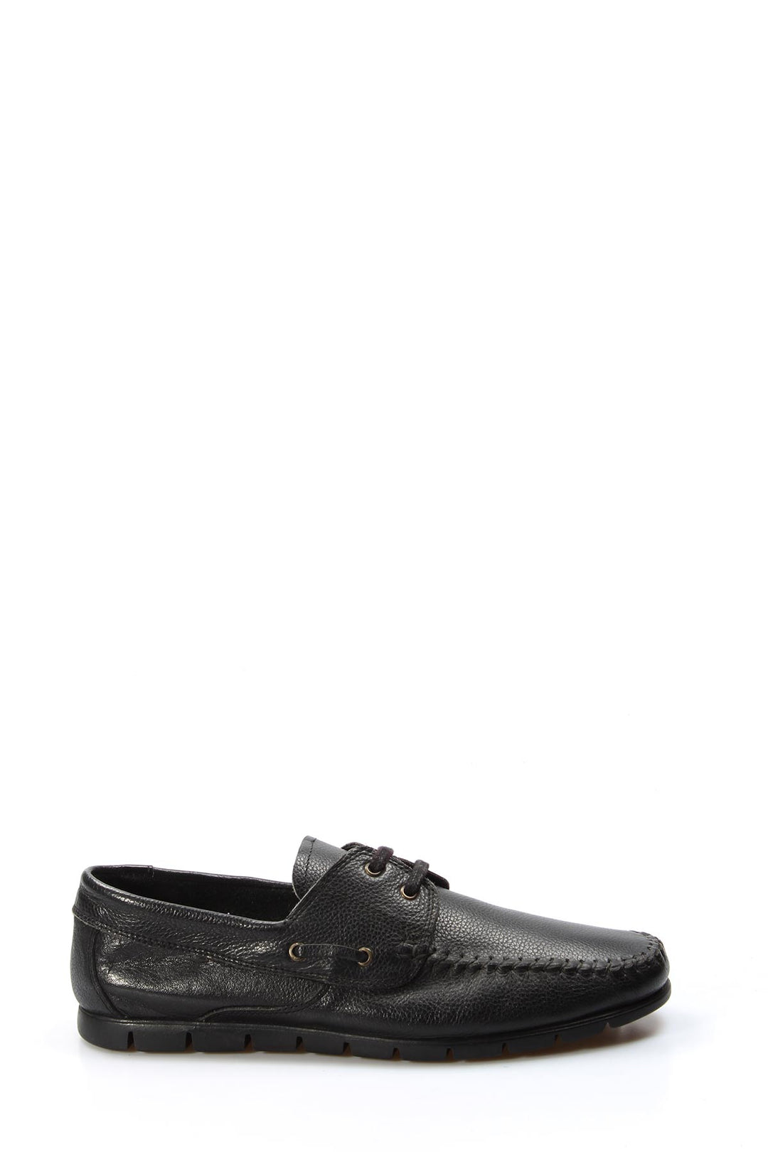 Men's Black Leather Moccasin Loafers with Lace-Up Detail - Wessi