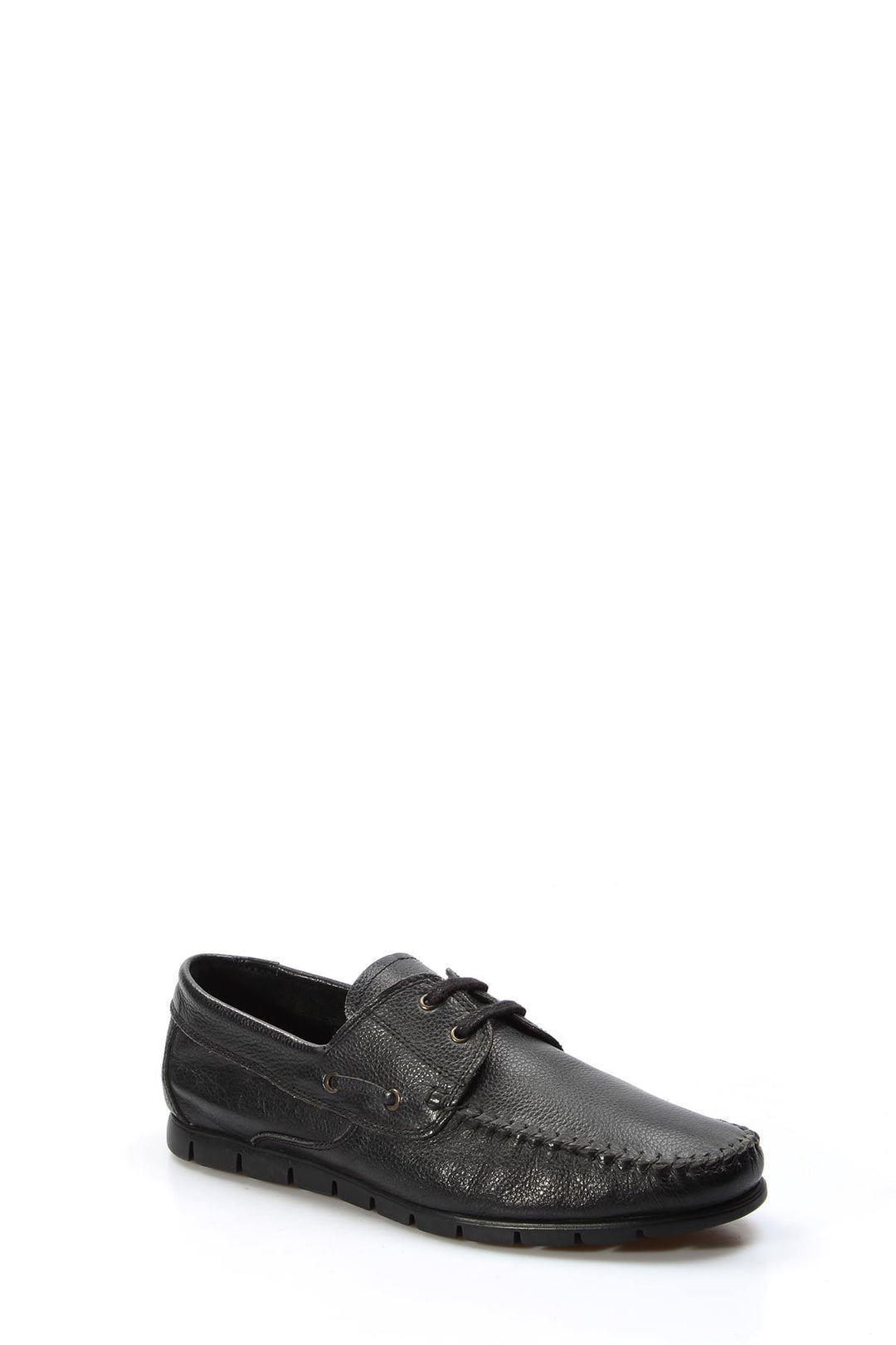 Men's Black Leather Moccasin Loafers with Lace-Up Detail - Wessi