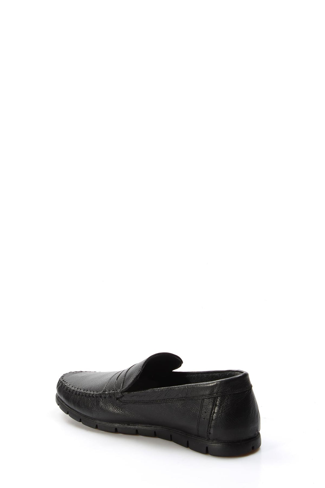 Men's Black Leather Loafers with Moc Toe Stitching - Wessi