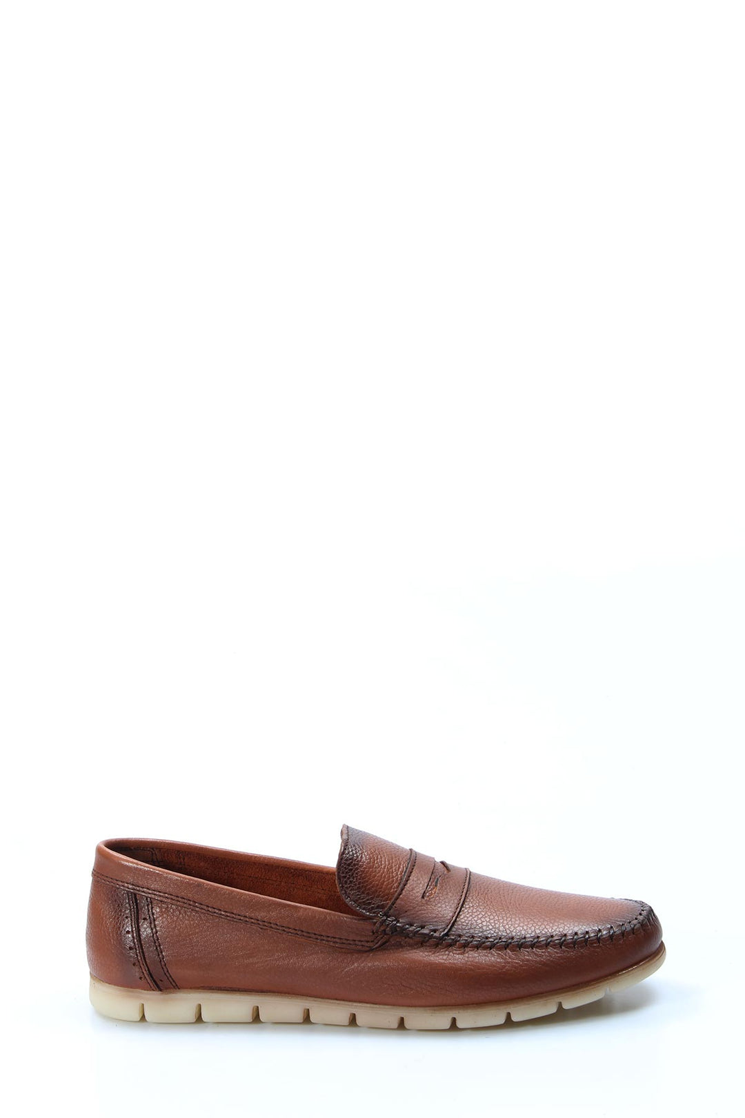 Men's Brown Leather Loafers with Light Sole - Wessi