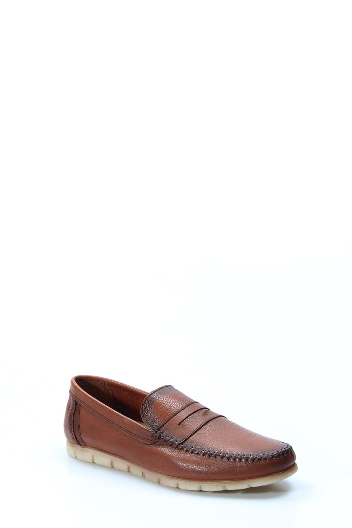 Men's Brown Leather Loafers with Light Sole - Wessi