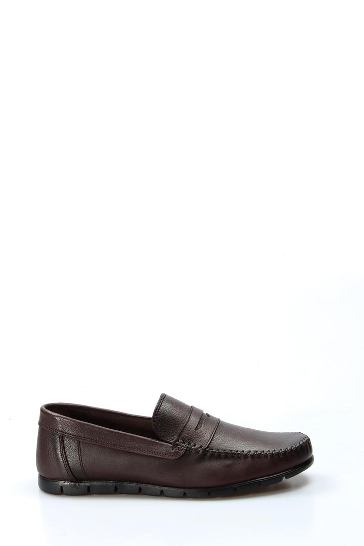 Men's Brown Leather Loafers with Moc Toe Stitching - Wessi