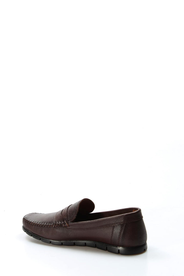 Men's Brown Leather Loafers with Moc Toe Stitching - Wessi