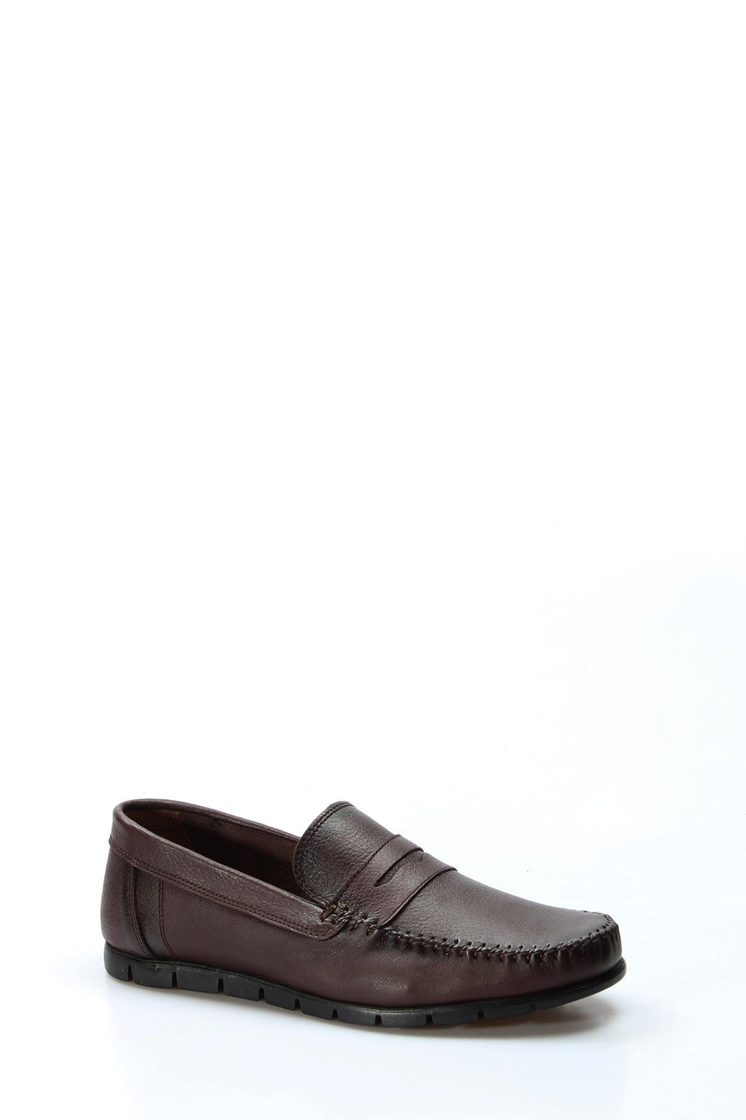 Men's Brown Leather Loafers with Moc Toe Stitching - Wessi