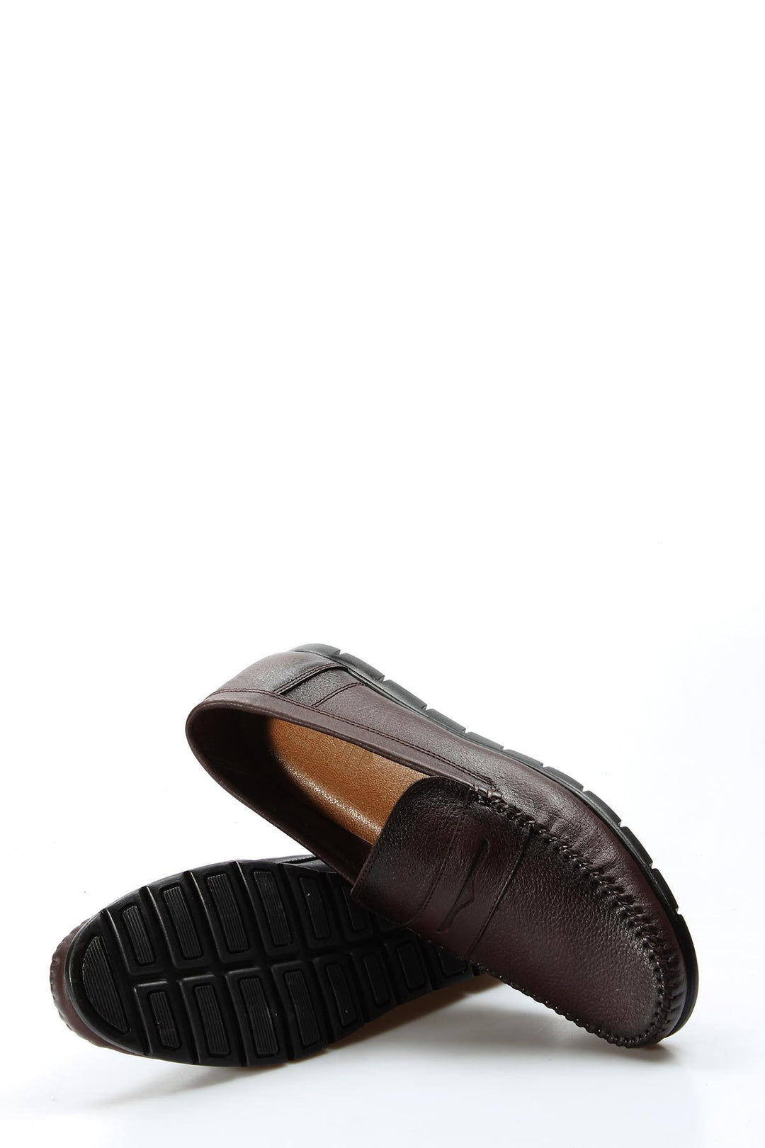 Men's Brown Leather Loafers with Moc Toe Stitching - Wessi