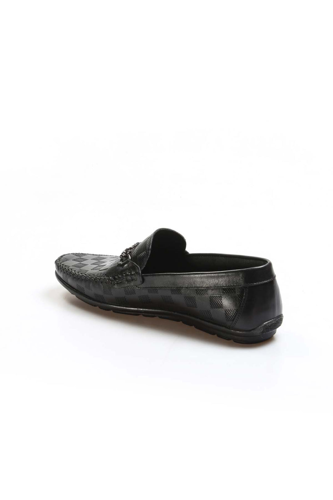 Black Checkered Leather Loafers Wessi