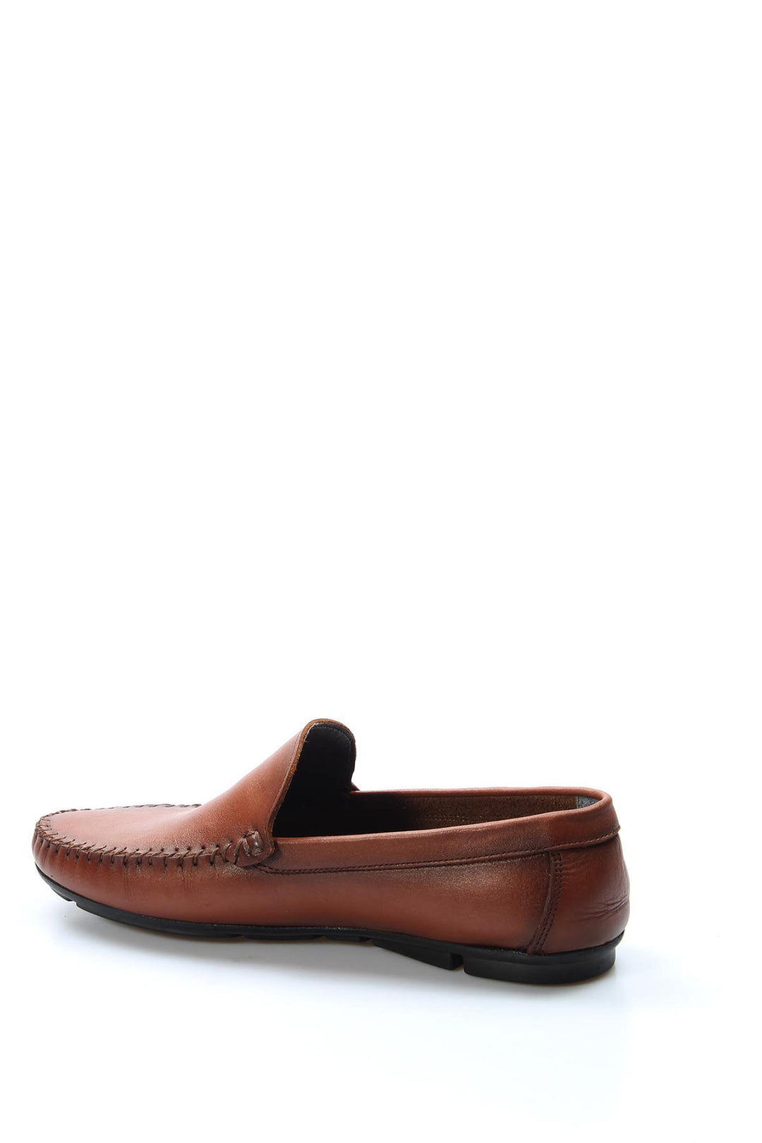 Men's Tan Leather Slip-On Loafers with Hand-Stitched Detailing - Wessi