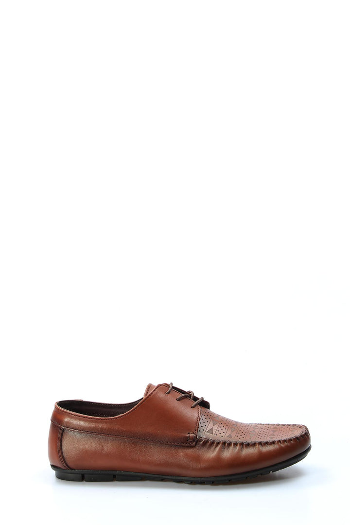 Tan Perforated Leather Moccasins-Wessi