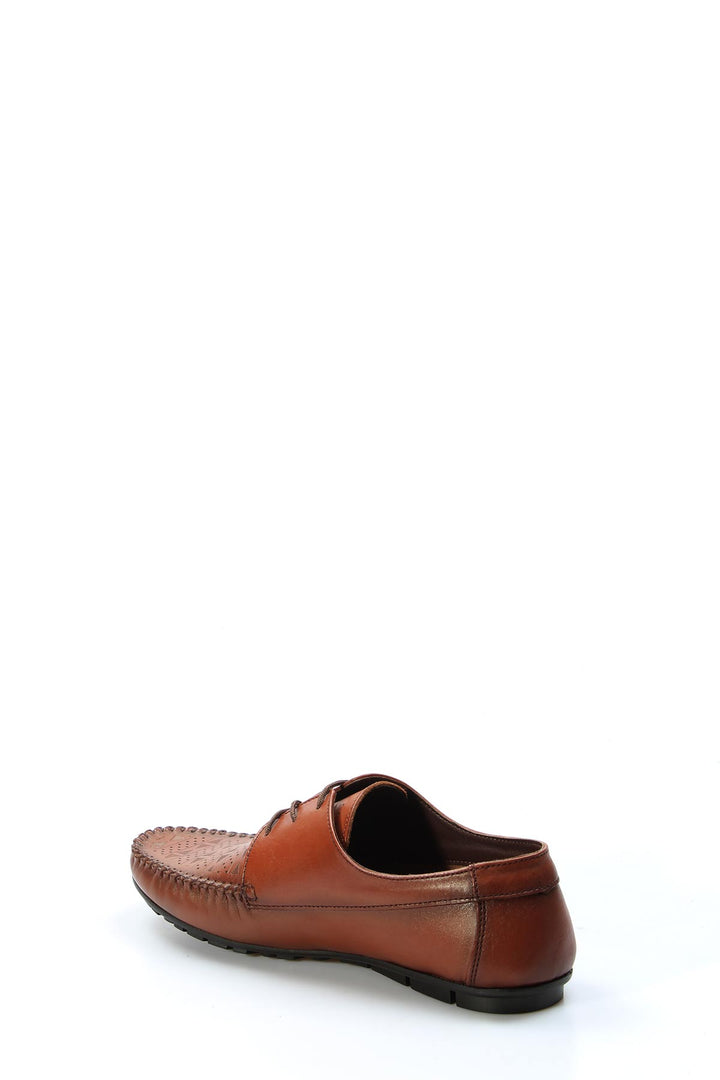 Tan Perforated Leather Moccasins-Wessi