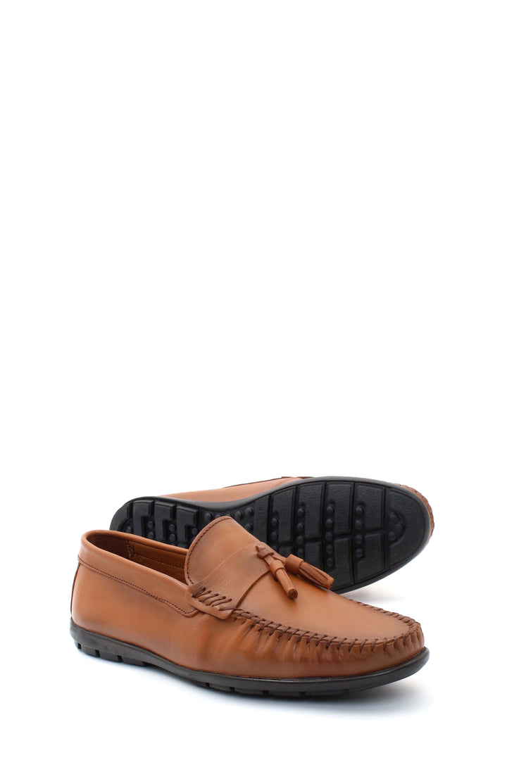 Mocassins en cuir véritable pour hommes 858MA415 Tan