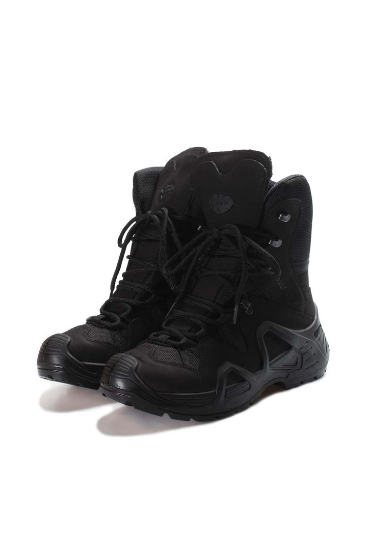 Men's Black Tactical Lace-Up Boots with Reinforced Toe and High Ankle Support - Wessi