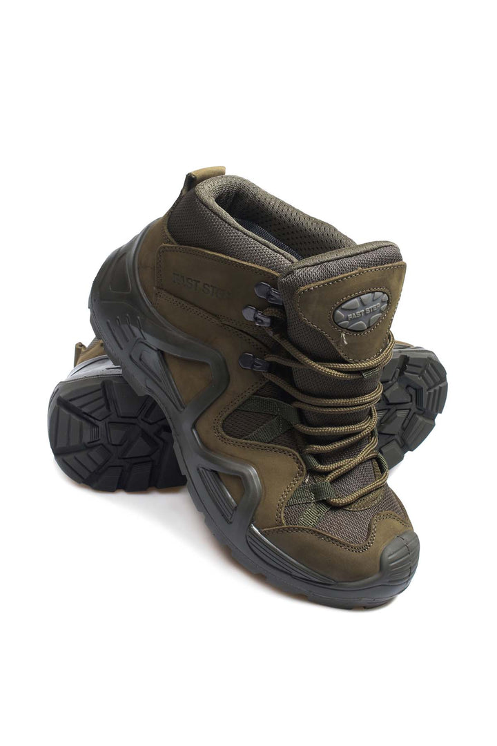 Men's Olive Green Hiking Boots with Reinforced Sole - Wessi