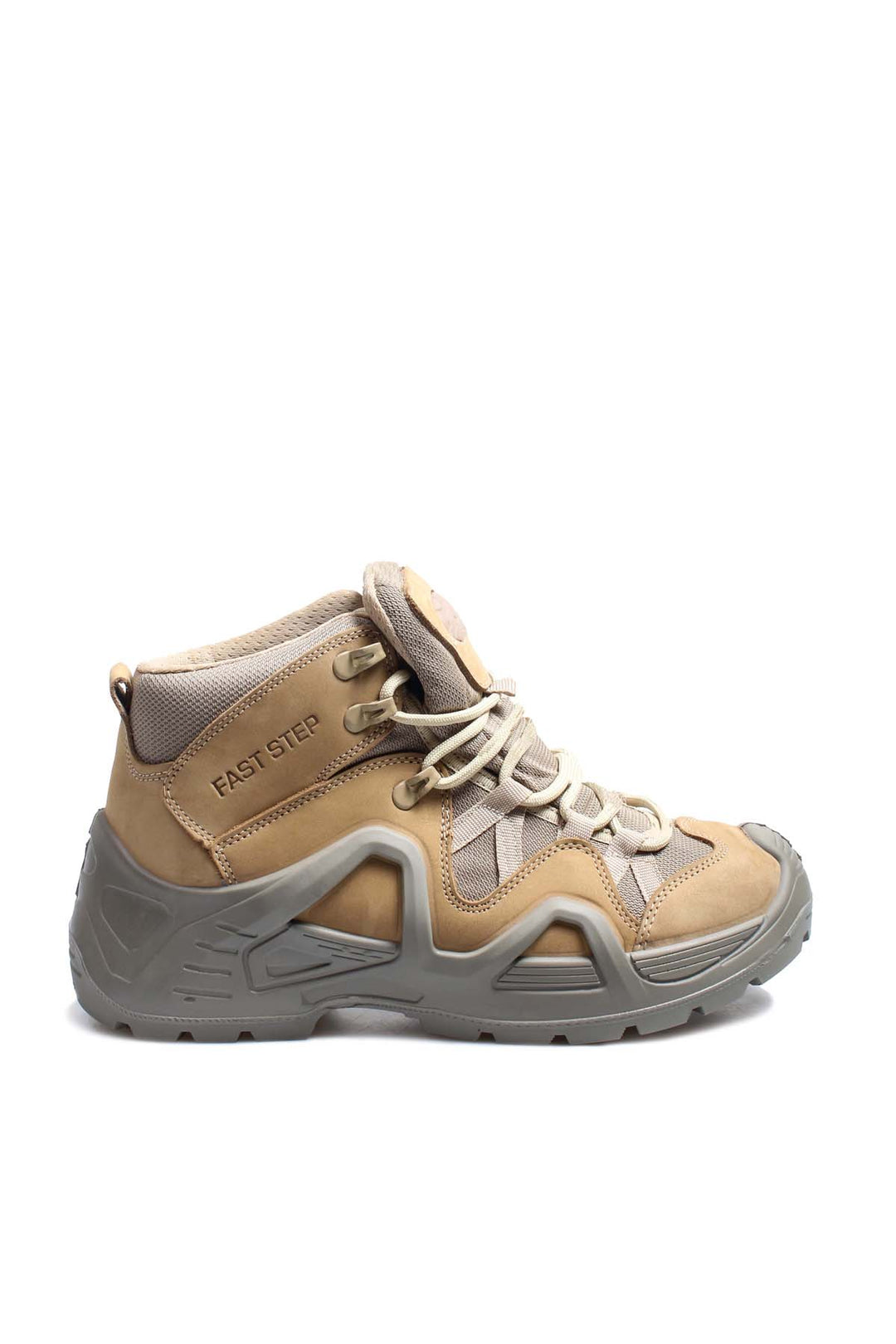 Men's Tan and Gray Outdoor Hiking Boots with Rugged Sole - Wessi