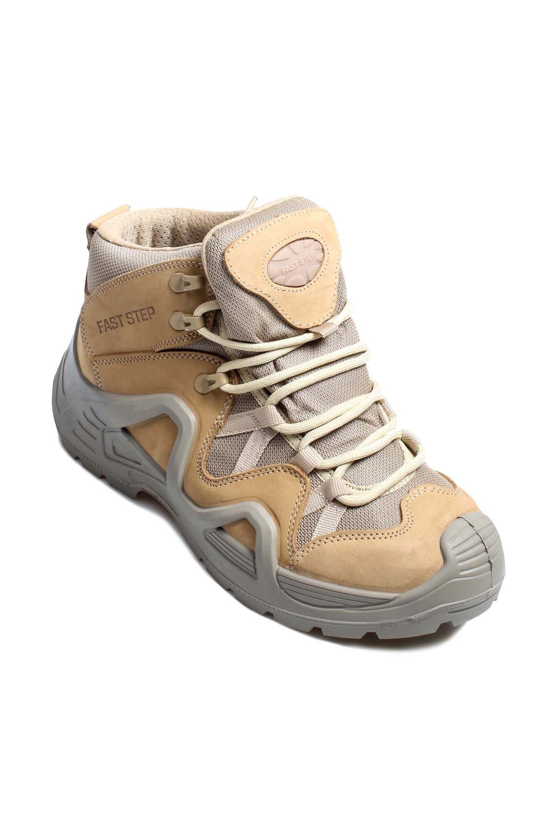 Men's Tan and Gray Outdoor Hiking Boots with Rugged Sole - Wessi