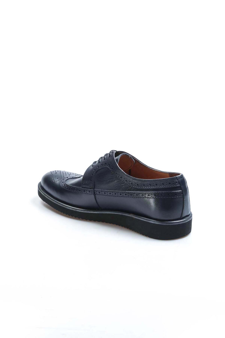 Scarpe eleganti brogue da uomo in pelle blu scuro con suola in gomma - Wessi