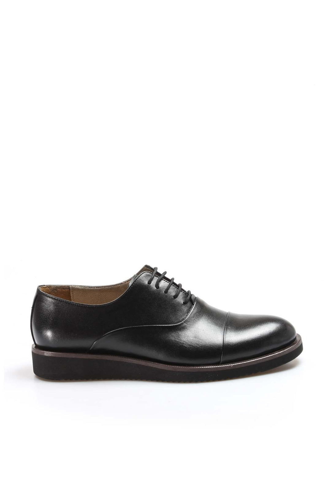 Men's Black Leather Oxford Shoes with Cushioned Sole and Matte Finish - Wessi