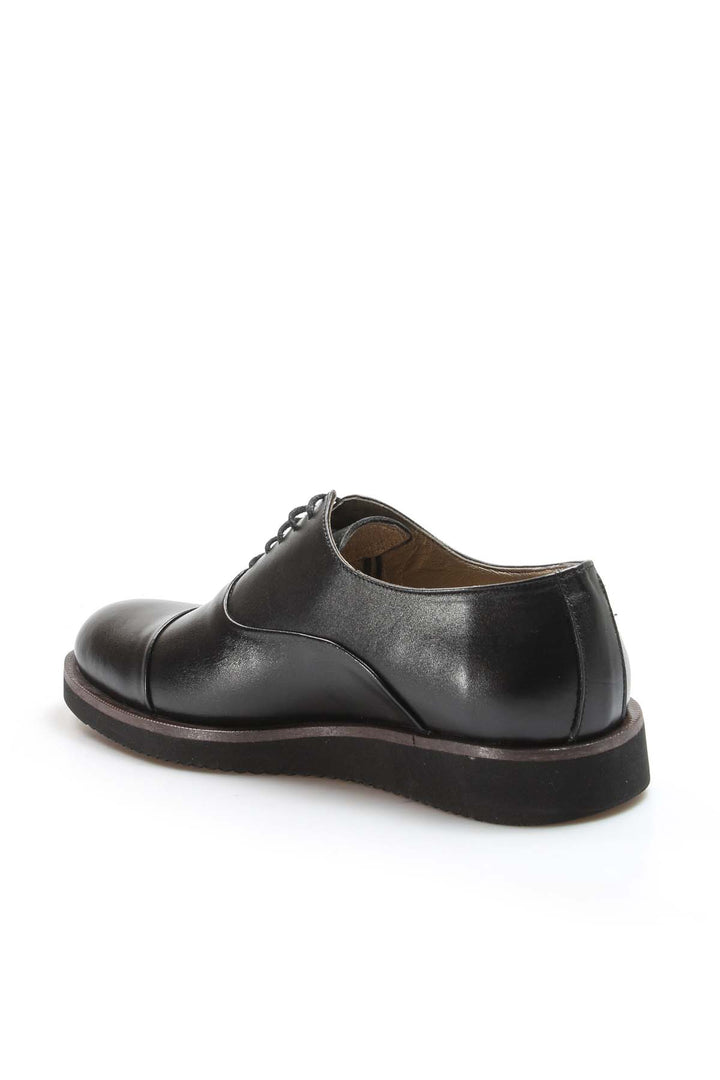 Men's Black Leather Oxford Shoes with Cushioned Sole and Matte Finish - Wessi