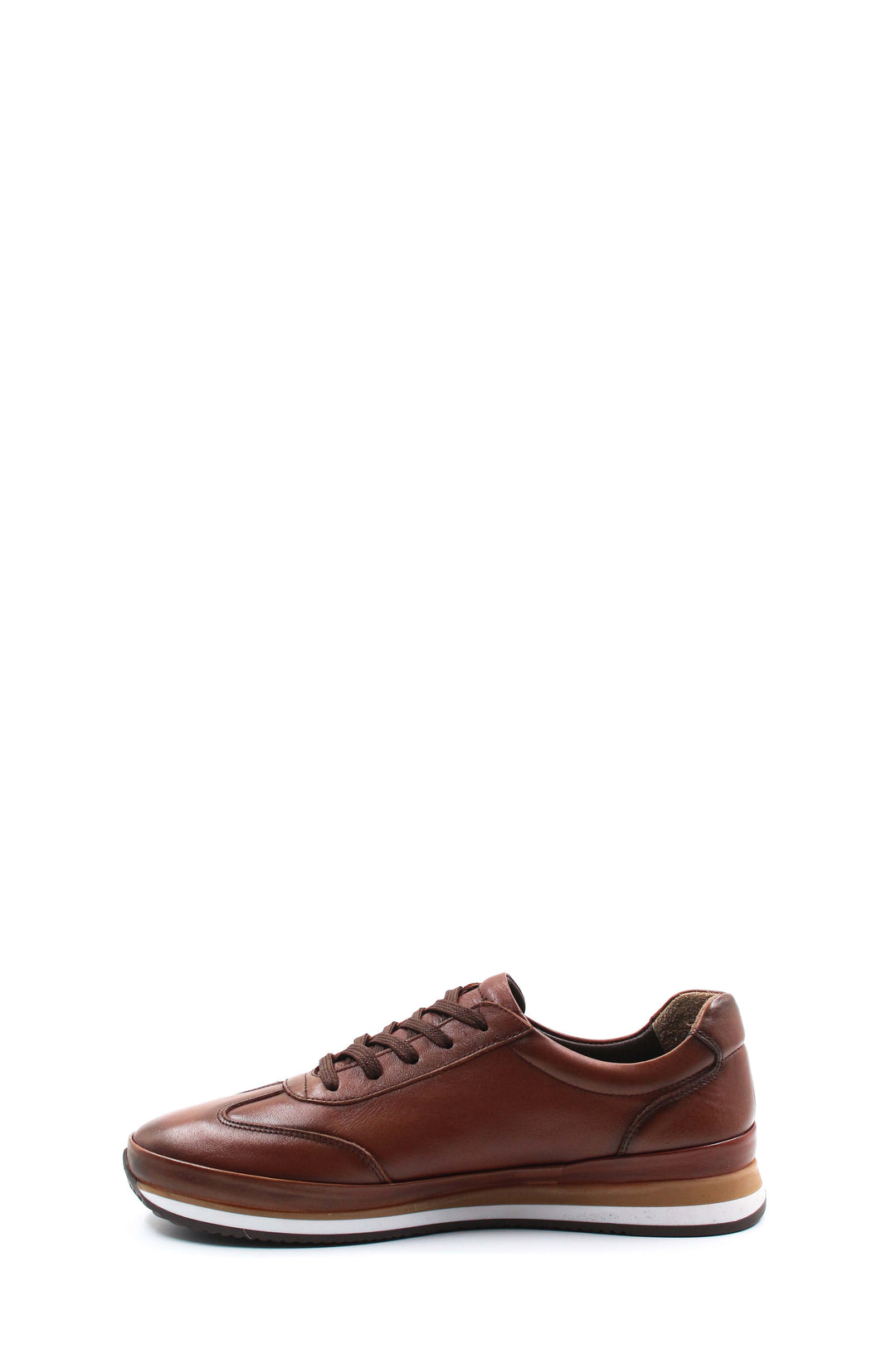 Men's Brown Leather Athletic Sneakers-Wessi