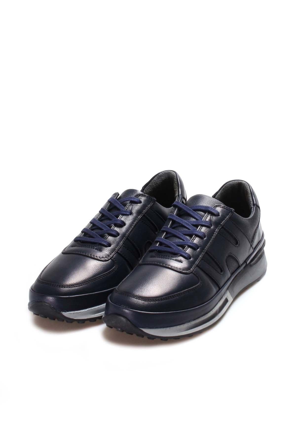 Men s Navy Blue Leather Running Shoes Wessi