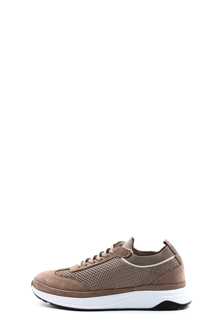 Zapatillas con cordones para hombre en ante beige y malla - Wessi