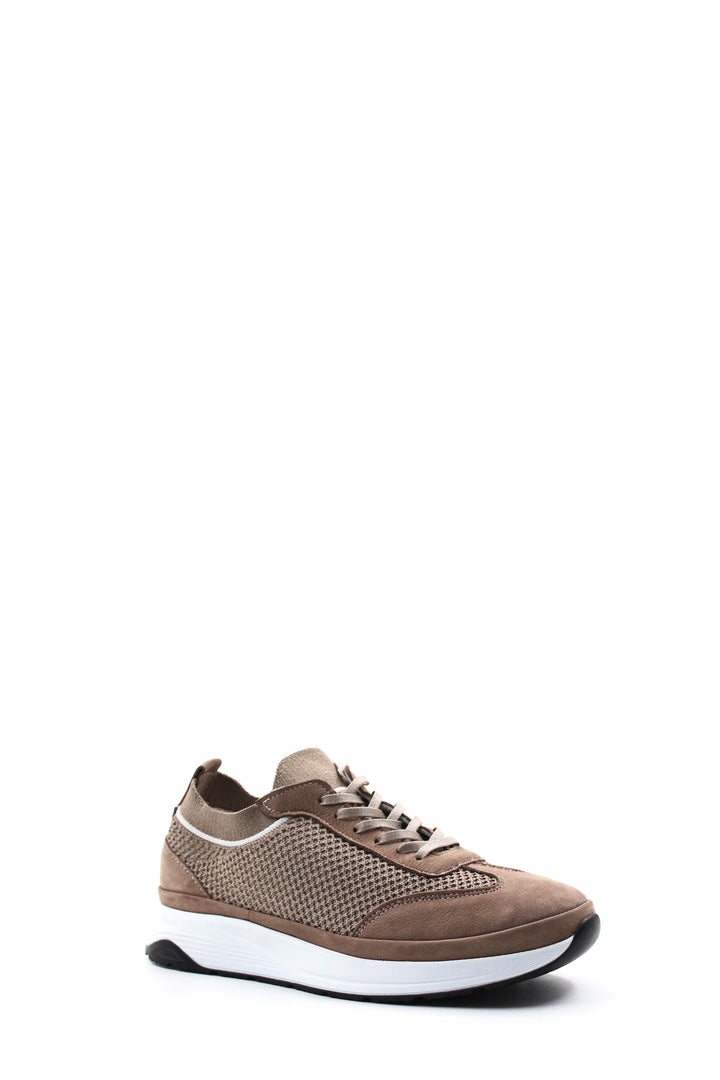 Zapatillas con cordones para hombre en ante beige y malla - Wessi