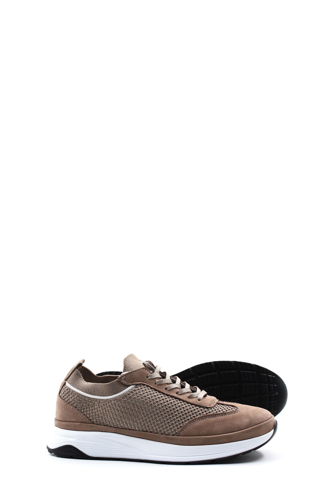 Zapatillas con cordones para hombre en ante beige y malla - Wessi